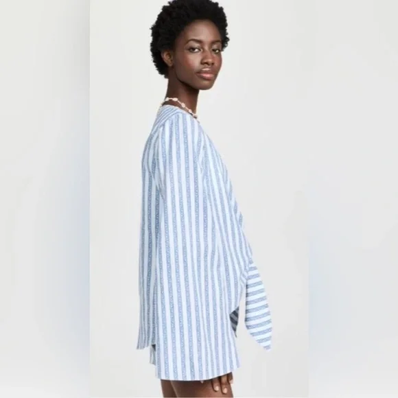NWT Revolve Caroline Constas Dune Cover Up in Blue Linen Stripe Size: Small - Picture 4 of 7